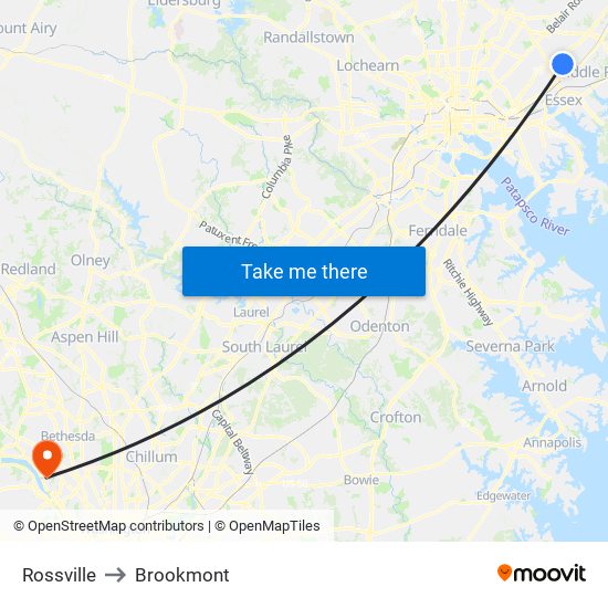 Rossville to Brookmont map