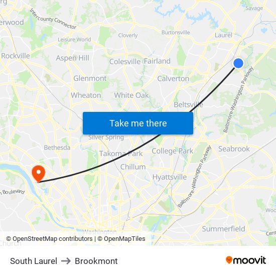 South Laurel to Brookmont map