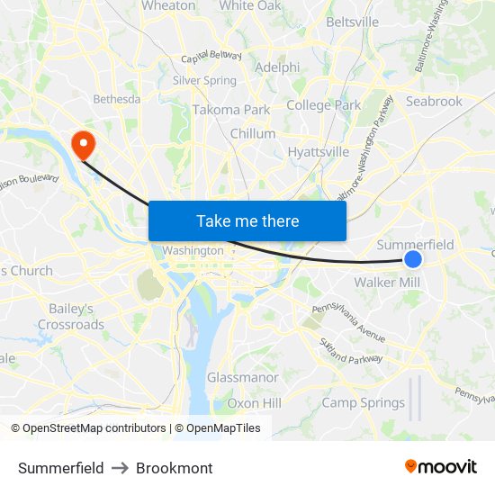 Summerfield to Brookmont map