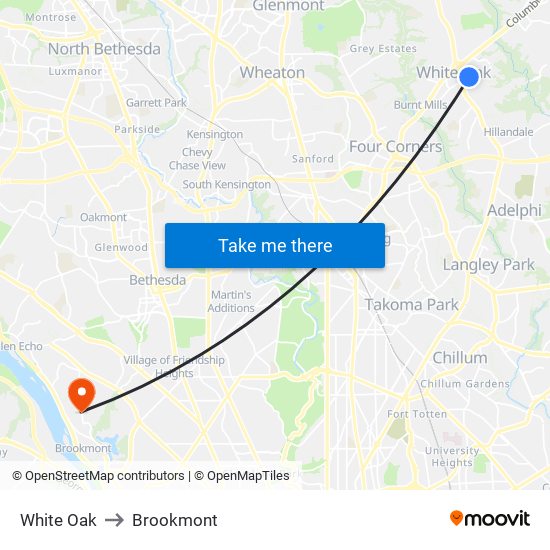 White Oak to Brookmont map