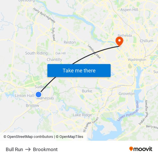 Bull Run to Brookmont map