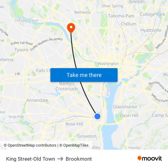 King Street-Old Town to Brookmont map