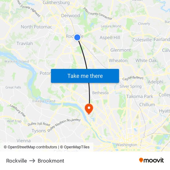 Rockville to Brookmont map