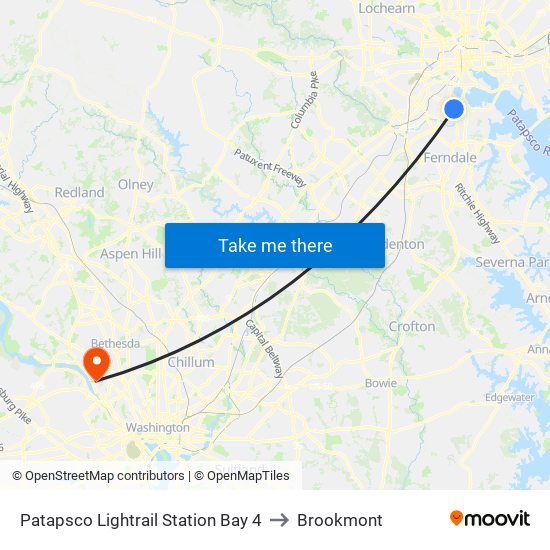 Patapsco Lightrail Station Bay 4 to Brookmont map