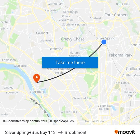 Silver Spring+Bay 113 to Brookmont map