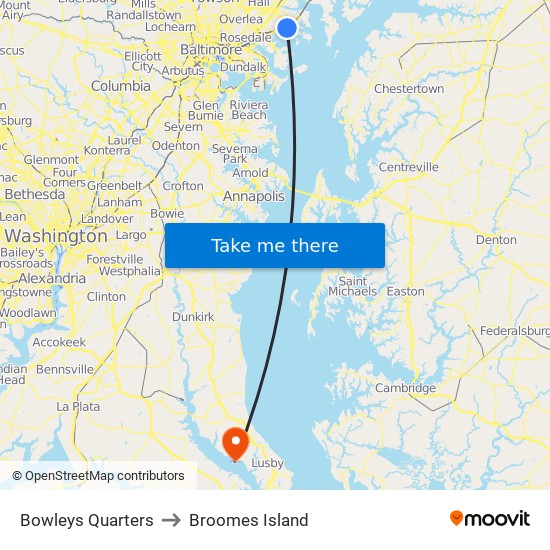 Bowleys Quarters to Broomes Island map