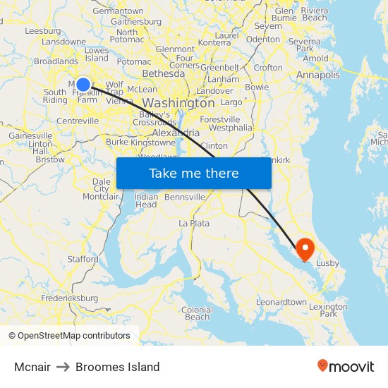 Mcnair to Broomes Island map