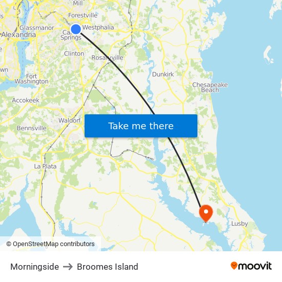 Morningside to Broomes Island map