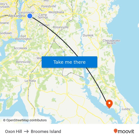 Oxon Hill to Broomes Island map