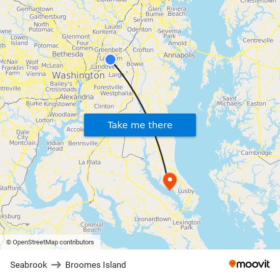 Seabrook to Broomes Island map