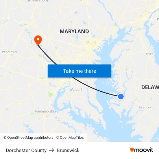 Dorchester County to Brunswick map