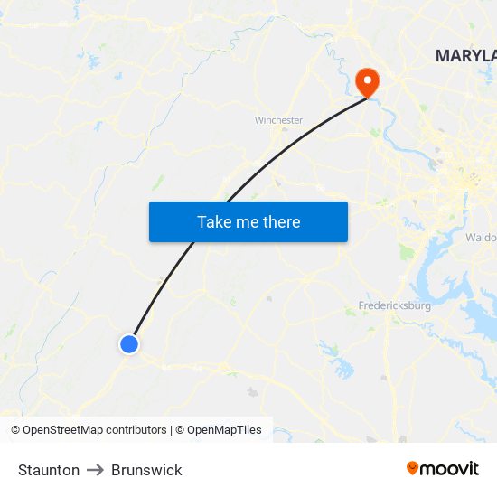 Staunton to Brunswick map