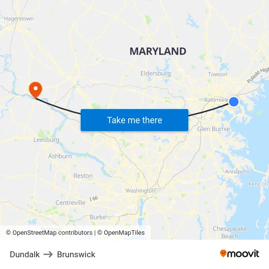 Dundalk to Brunswick map