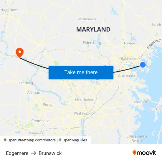 Edgemere to Brunswick map