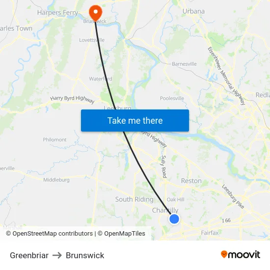 Greenbriar to Brunswick map