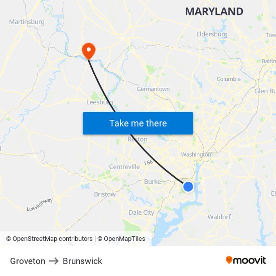 Groveton to Brunswick map