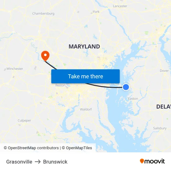 Grasonville to Brunswick map