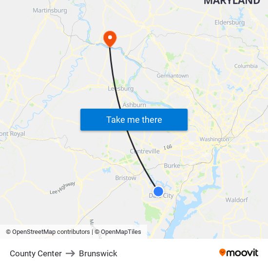 County Center to Brunswick map