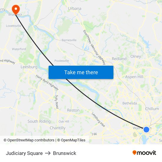 Judiciary Square to Brunswick map