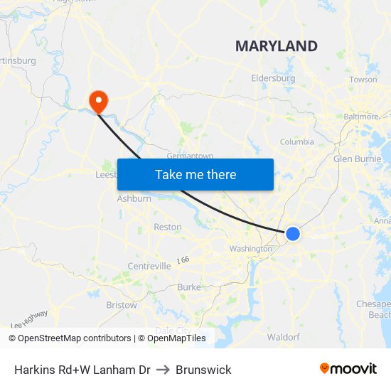 Harkins Rd+W Lanham Dr to Brunswick map