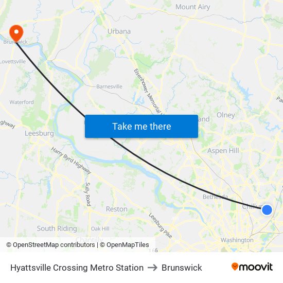 Hyattsville Crossing Metro Station to Brunswick map