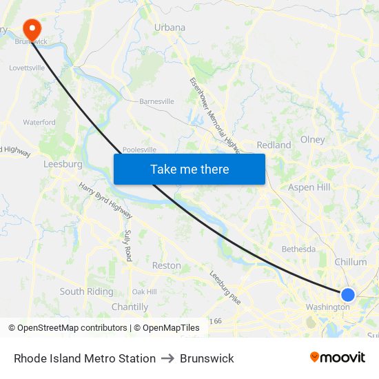 Rhode Island Metro Station to Brunswick map