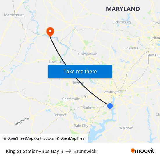 King Street-Old Town+Bay B to Brunswick map