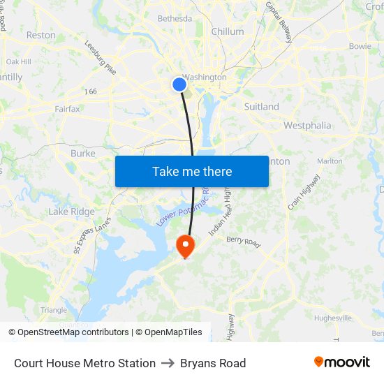 Court House Metro Station to Bryans Road map