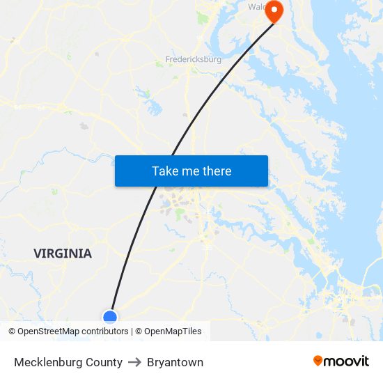 Mecklenburg County to Bryantown map