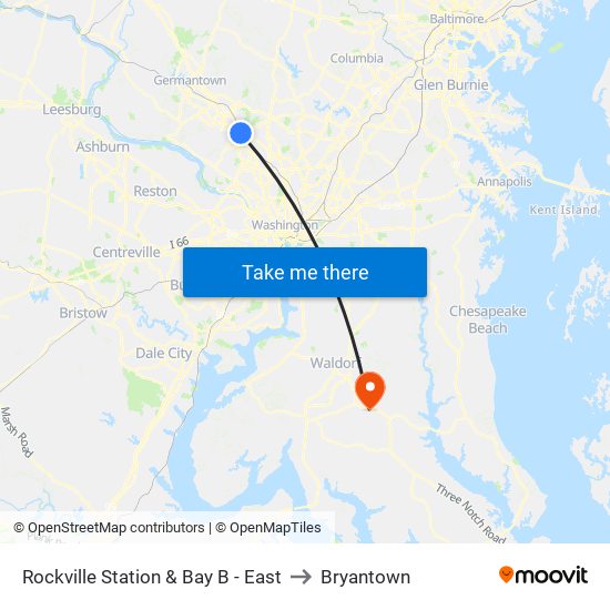 Rockville Station & Bay B - East to Bryantown map