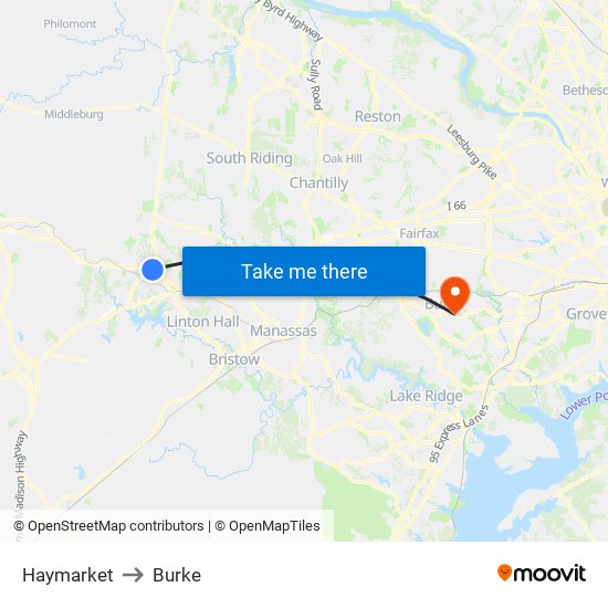 Haymarket to Burke map