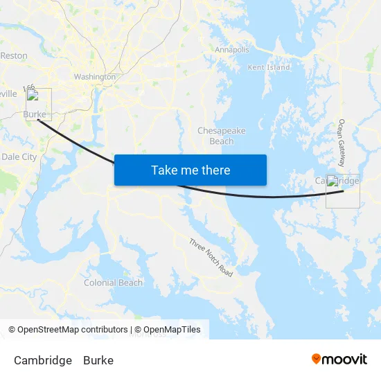 Cambridge to Burke map
