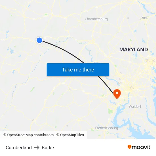 Cumberland to Burke map