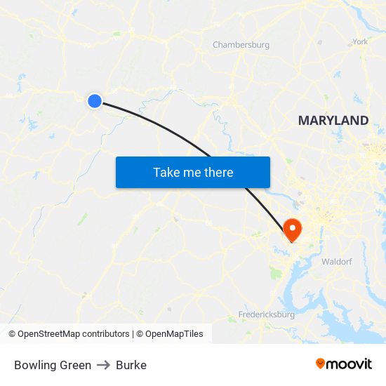 Bowling Green to Burke map