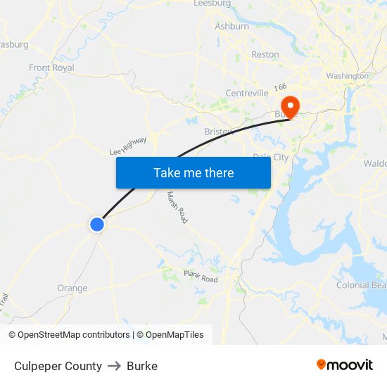 Culpeper County to Burke map