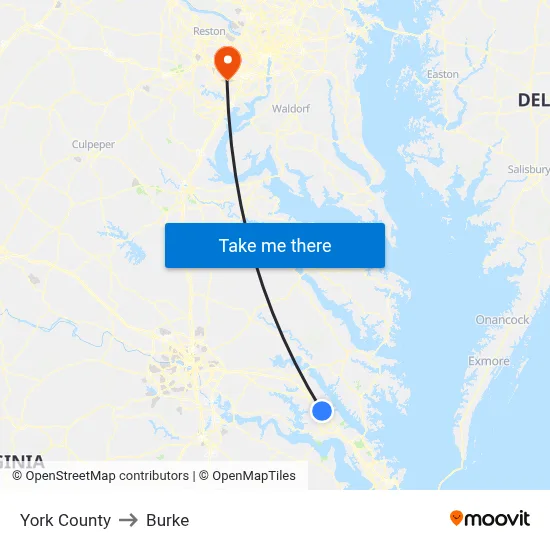 York County to Burke map