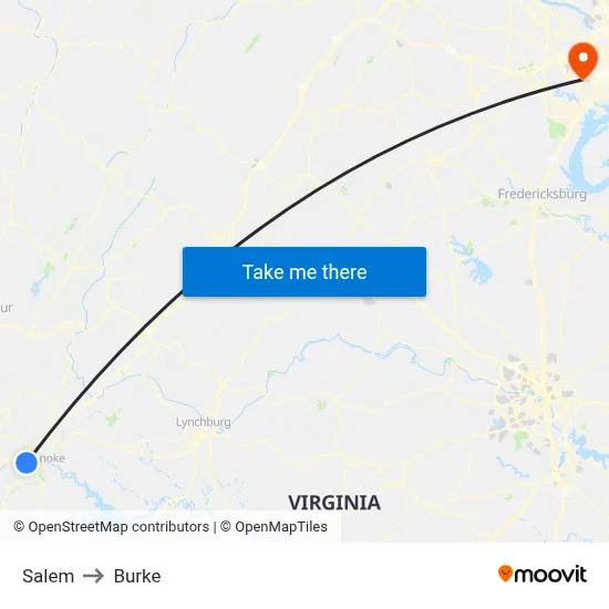 Salem to Burke map