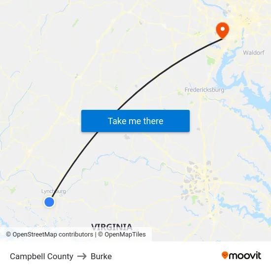 Campbell County to Burke map