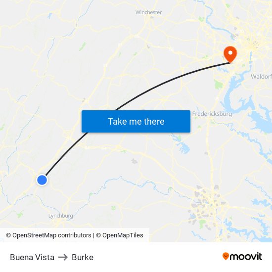 Buena Vista to Burke map