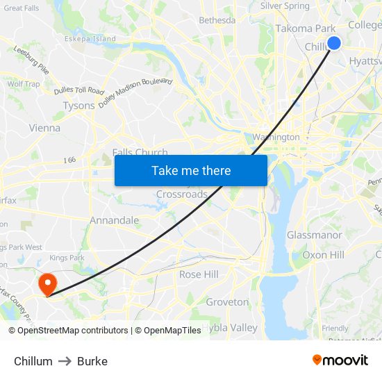 Chillum to Burke map