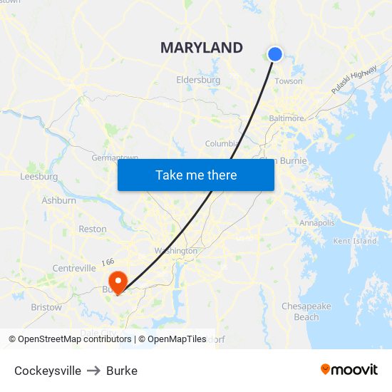 Cockeysville to Burke map