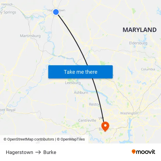 Hagerstown to Burke map