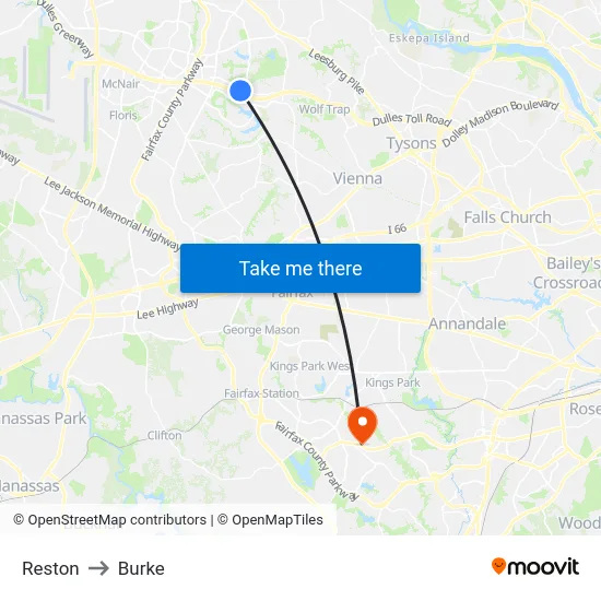 Reston to Burke map