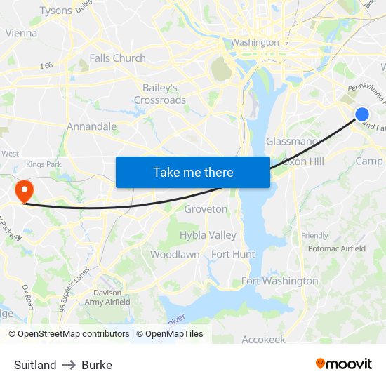 Suitland to Burke map