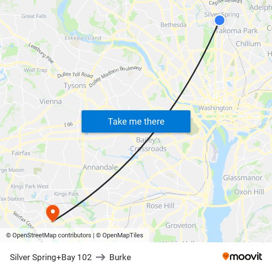 Silver Spring+Bay 102 to Burke map