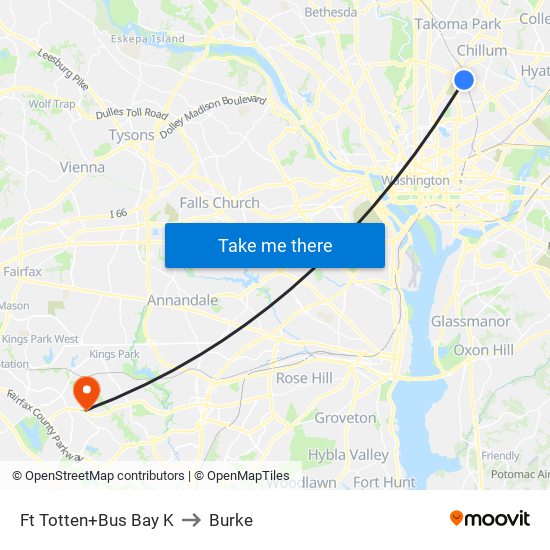 Fort Totten+Bay K to Burke map