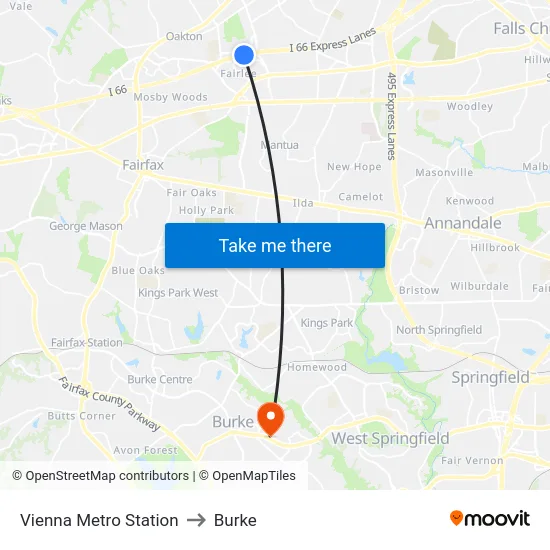 Vienna Metro Station to Burke map