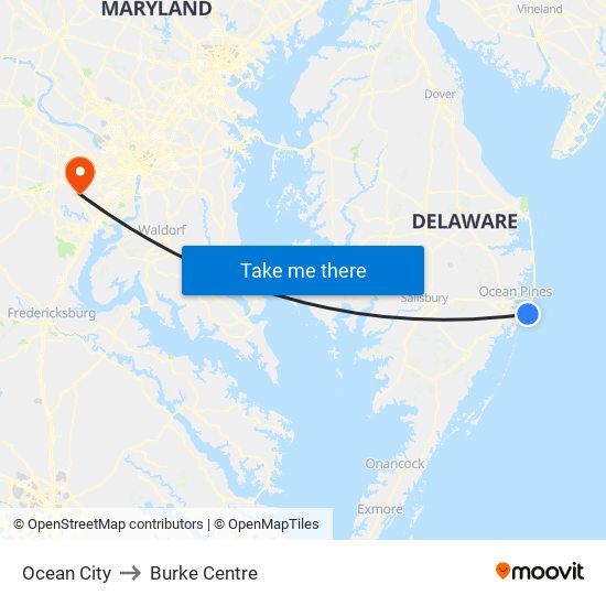 Ocean City to Burke Centre map