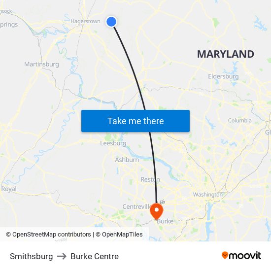 Smithsburg to Burke Centre map