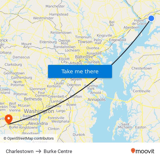Charlestown to Burke Centre map